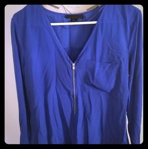 Royal blue Satin feel light weight blouse
